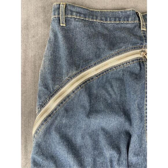 Mijko Zipper Jeans Mens 2XL Blue Gradient Baggy Denim Y2K Statement Streetwear - Picture 14 of 16